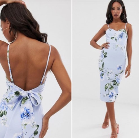 NWT 𩵠ASOS Floral Back Tie Midi Dress - Picture 8 of 8